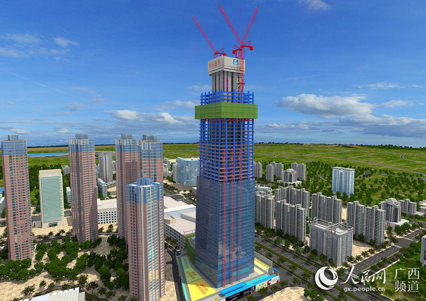 “广西第一高楼”——南宁华润东写字楼项目BIM虚拟建造图